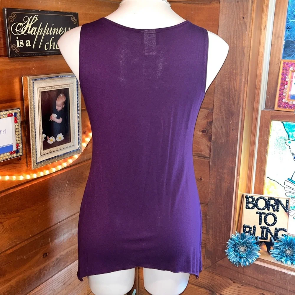 Gorgeous purple lacy bling tank top bling detail - Picture 6 of 7